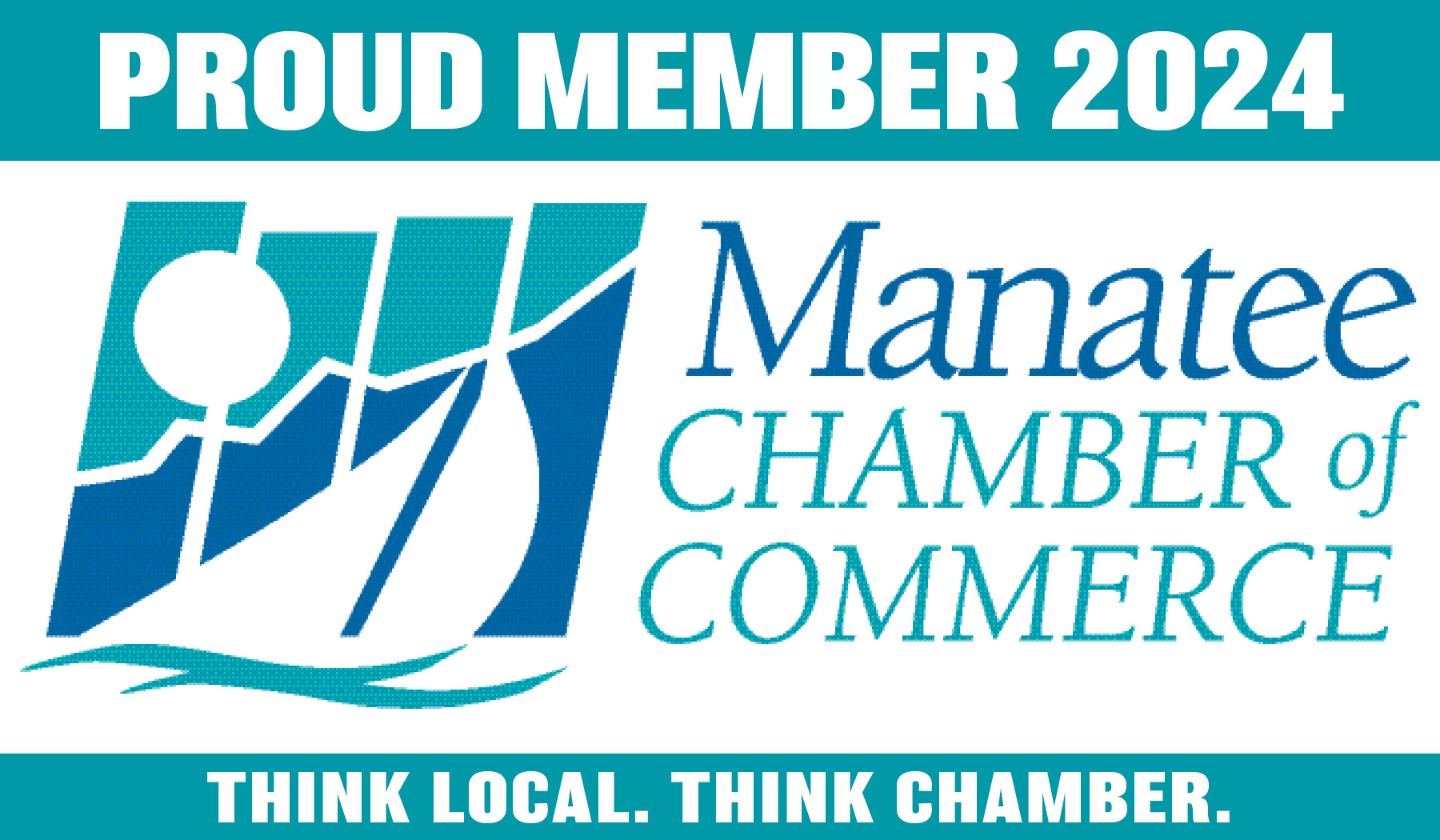 "2024 Manatee Chamber of Commerce Proud Member Logo Bradenton Florida Lakewood Ranch Parrish Ellenton Palmetto Anna Maria Island Holmes Beach Longboat Key"